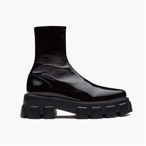 prada monolith boots patent